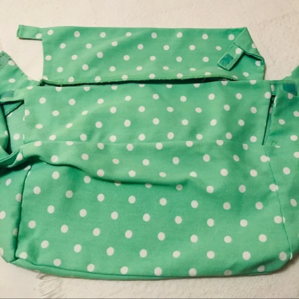Pottery Barn Basket Liner Mint Green with White Polka Dots Polyester Teen Dorm